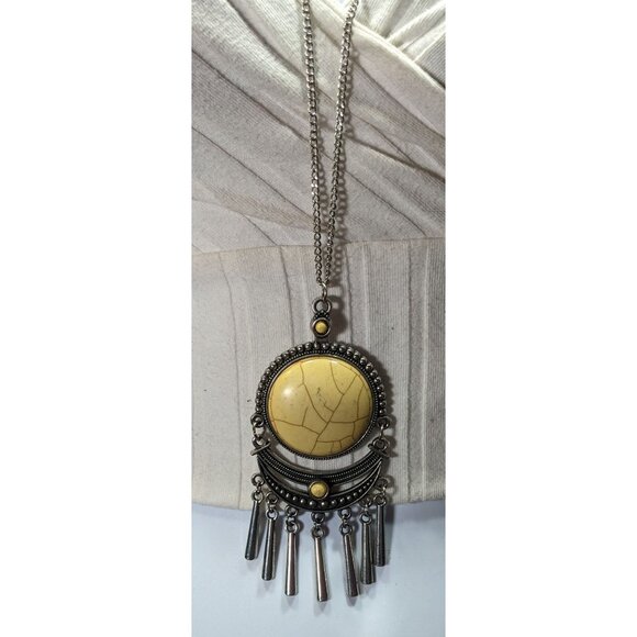 Paparazzi Bohemian Yellow And Silver Tone Pendant Necklace - Picture 5 of 9